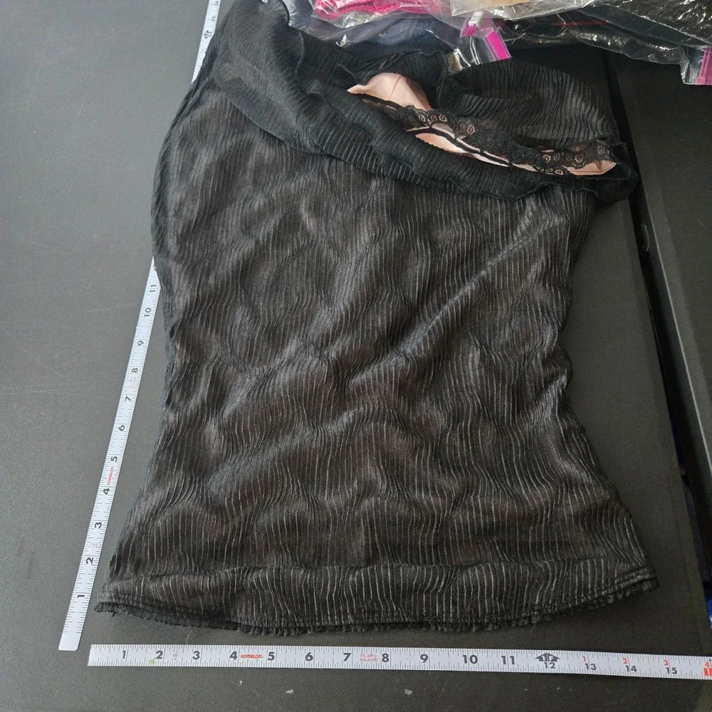 Black Crinkle Strapless Dress XS Whimsigoth Witchy Y2K Mermaid Fairy Grunge Goth
